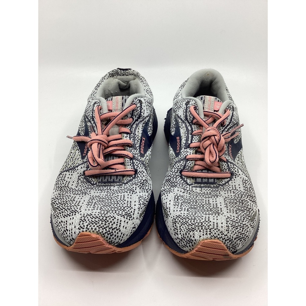 Brooks Adrenaline GTS 21 Womens 9 Running Shoes Grey Navy Coral 1203291B149